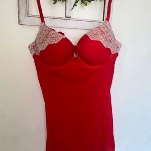 Victoria's Secret Red Chemise with Lace Accents